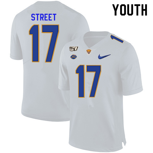 2019 Youth #17 Darian Street Pitt Panthers College Football Jerseys Sale-White